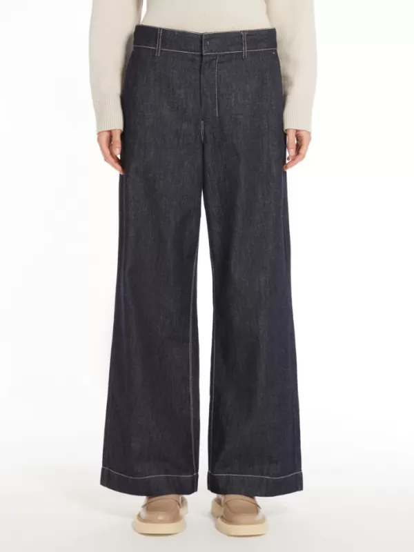 Shop MAX MARA AMERIGO WIDE LEG DARK DENIM JEAN MIDNIGHT