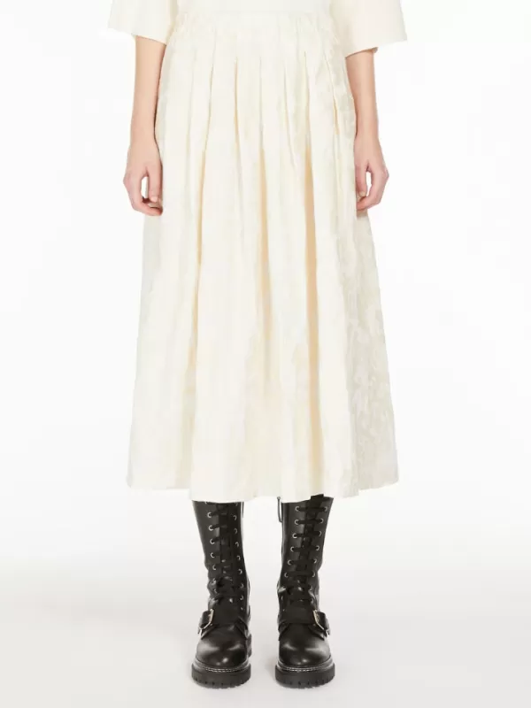 Outlet MAX MARA ANZIO FULL EMBROIDERED SKIRT ECRU