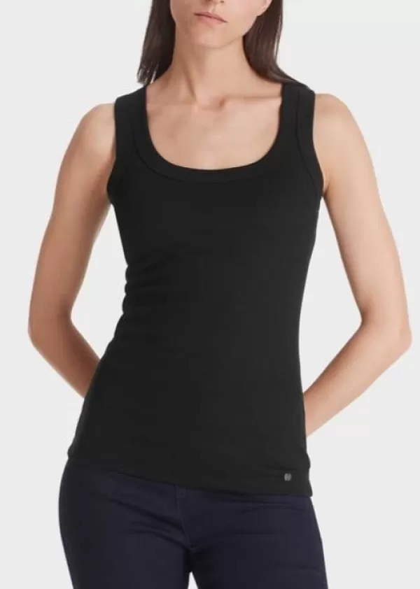 Sale MARC CAIN BASIC RIB SCOOP NECK TANK BLACK