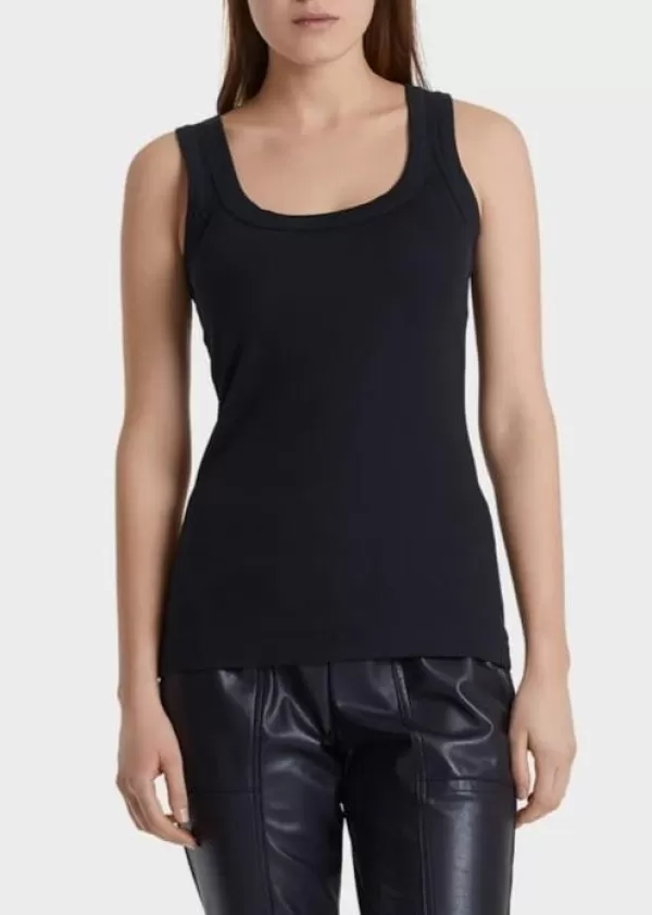 Hot MARC CAIN BASIC RIB SCOOP NECK TANK Navy