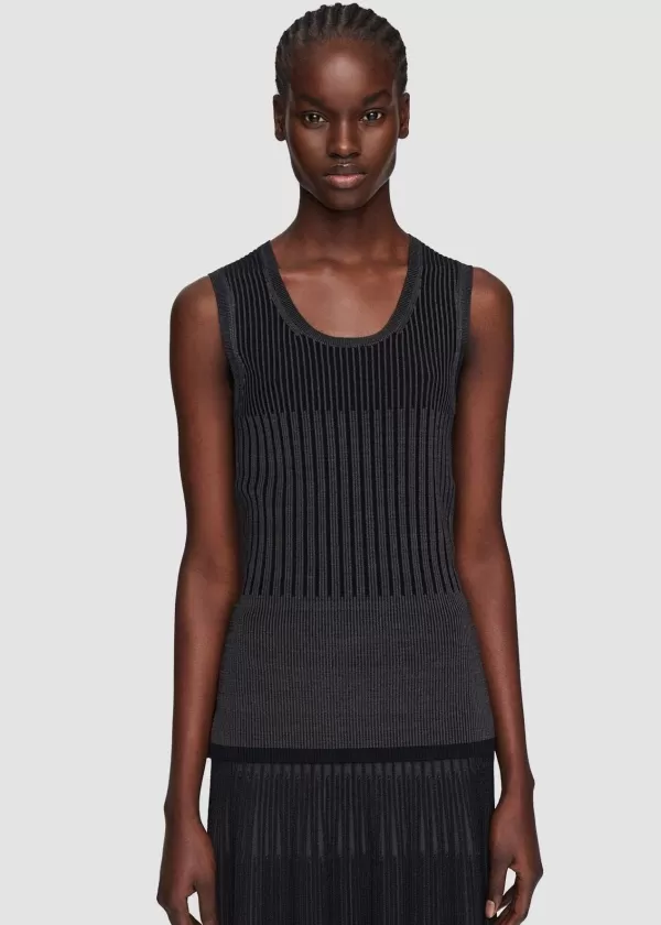 New Joseph BI-COLOUR RIBBED TANK TOP SLATE/BLACK