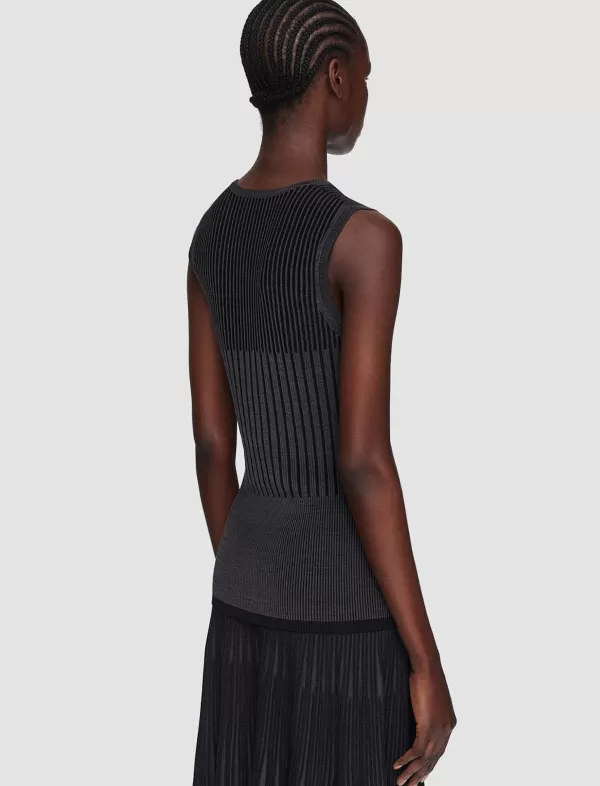 New Joseph BI-COLOUR RIBBED TANK TOP SLATE/BLACK