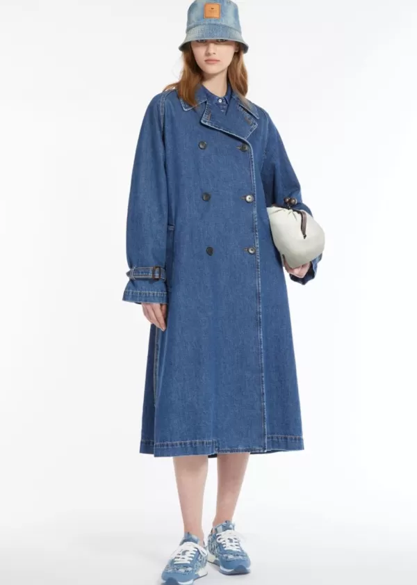 Online MAX MARA BLASY MIDI LENGTH DENIM COAT Navy Medium