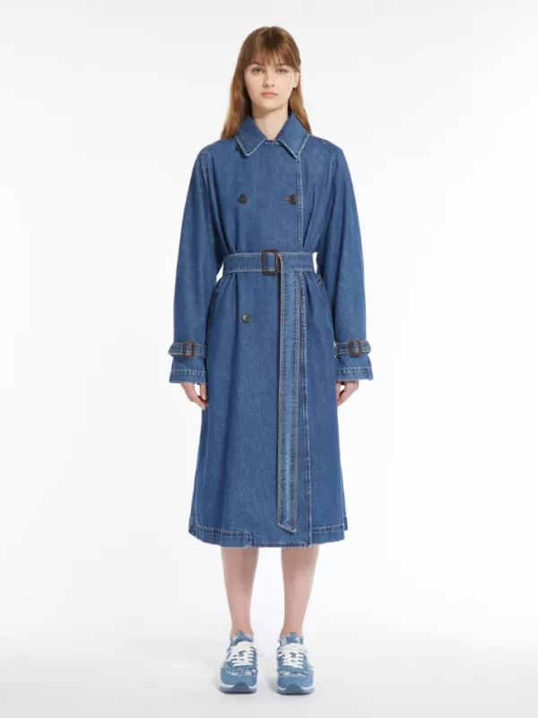 Online MAX MARA BLASY MIDI LENGTH DENIM COAT Navy Medium