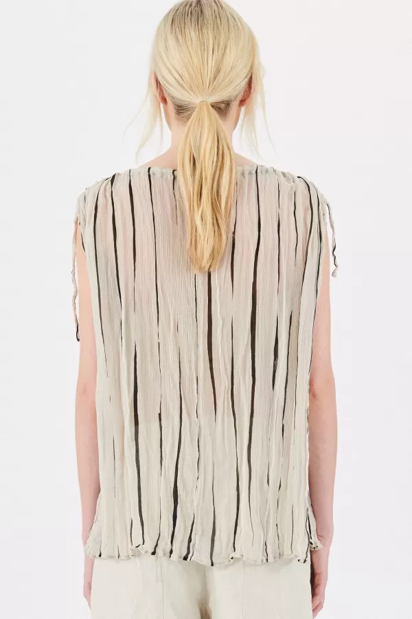 Discount Transit Par Such BOATNECK TOP W SHOULDER RUCHING TIE DYE STRIPED Sand