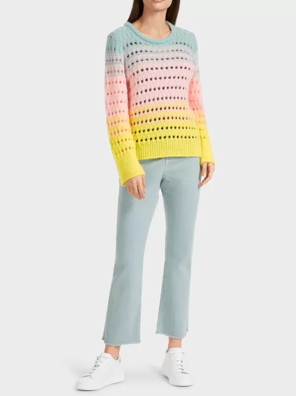 Sale MARC CAIN BRIGHT STRIPE SWEATER 421-SOFT LEMON