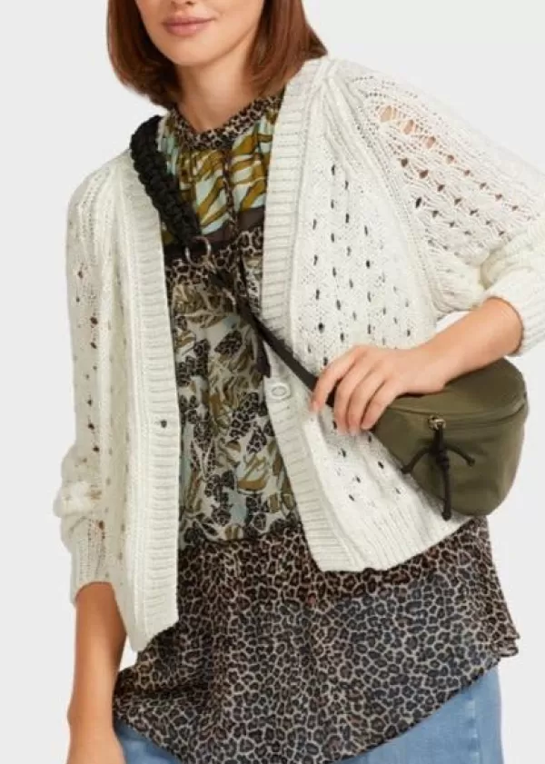 Outlet MARC CAIN Chunky cable patterned Cardigan 110-OFF-WHITE