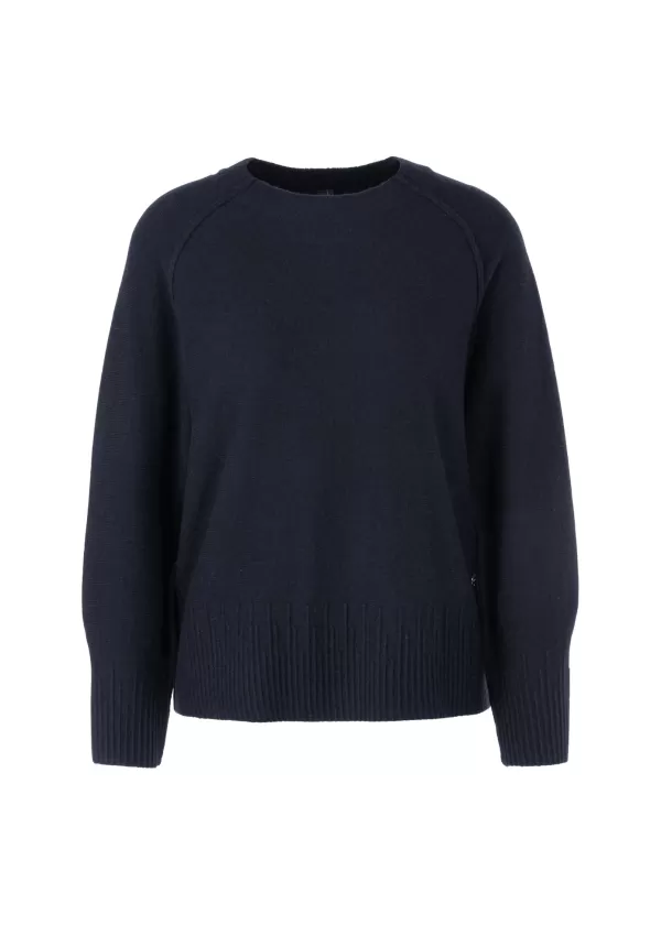 Fashion MARC CAIN CLASSIC ROUND NECK RAGLAN SLEEVE JUMPER MIDNIGHT BLUE