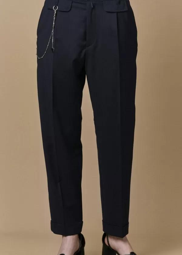 Clearance HIGH CONCISE TAILORED PANT WITH BELT LOOPS NAVY