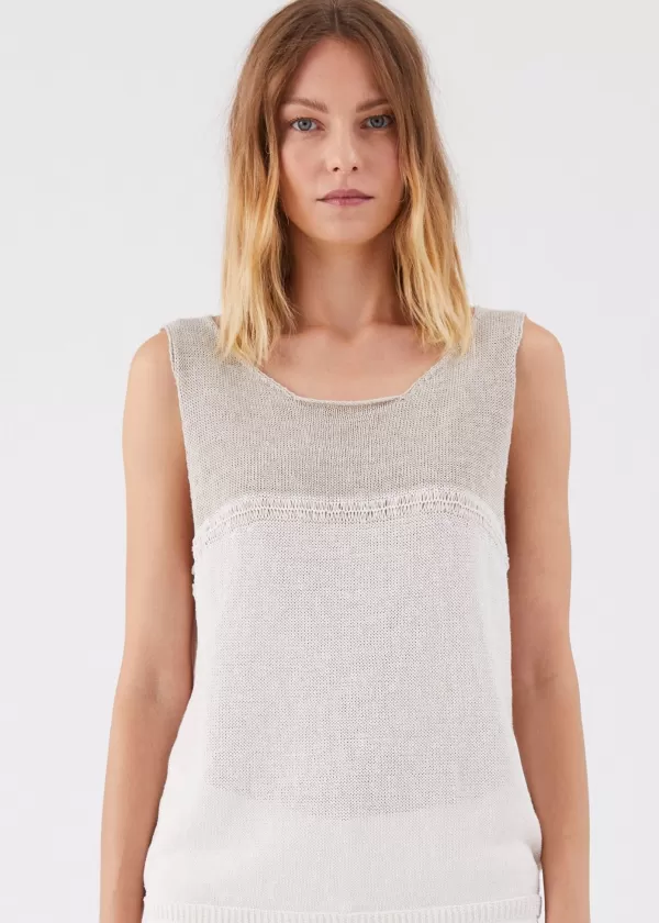 Outlet Transit Par Such CONTRAST KNIT TANK PEARL GREY