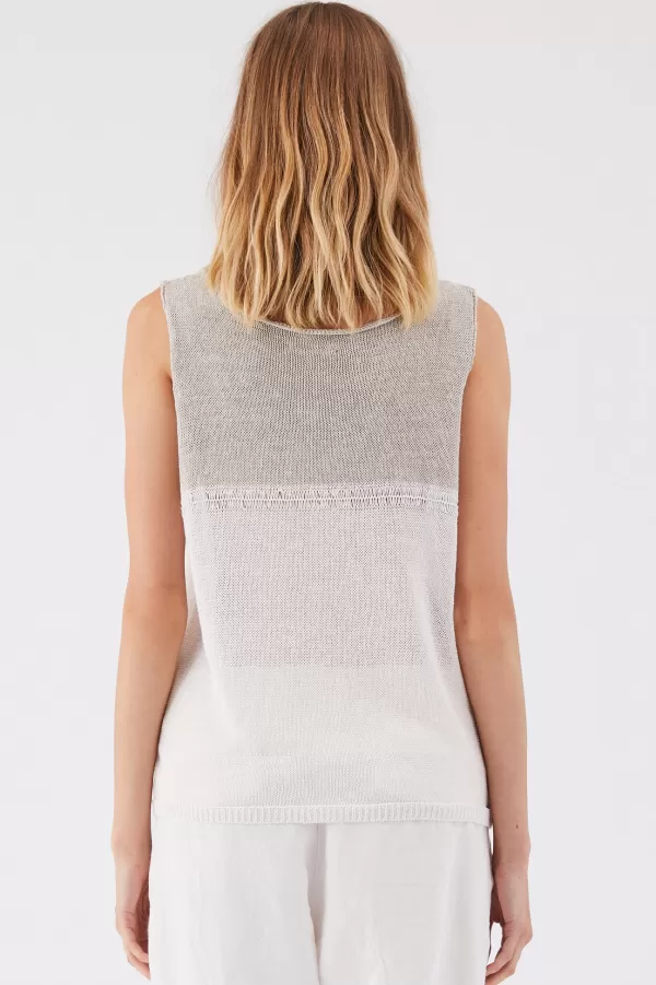 Outlet Transit Par Such CONTRAST KNIT TANK PEARL GREY