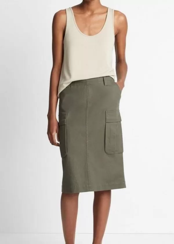 Sale VINCE COTTON LOW RISE UTILITY CARGO SKIRT NIGHT PINE