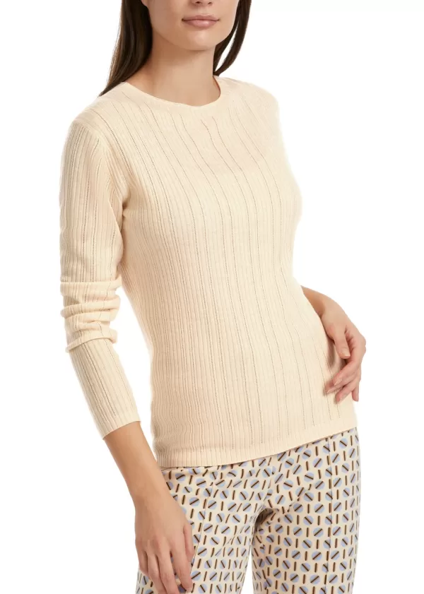 Shop MARC CAIN CREW NECK LACE DETAIL WOOL SWEATER