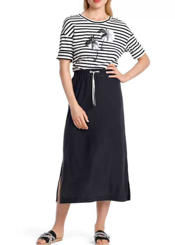 Discount MARC CAIN CRINKLED LOOK SKIRT W DRAWSTRING NAVY