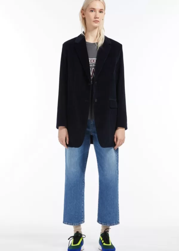 Discount MAX MARA Damiana Cord Jacket Navy