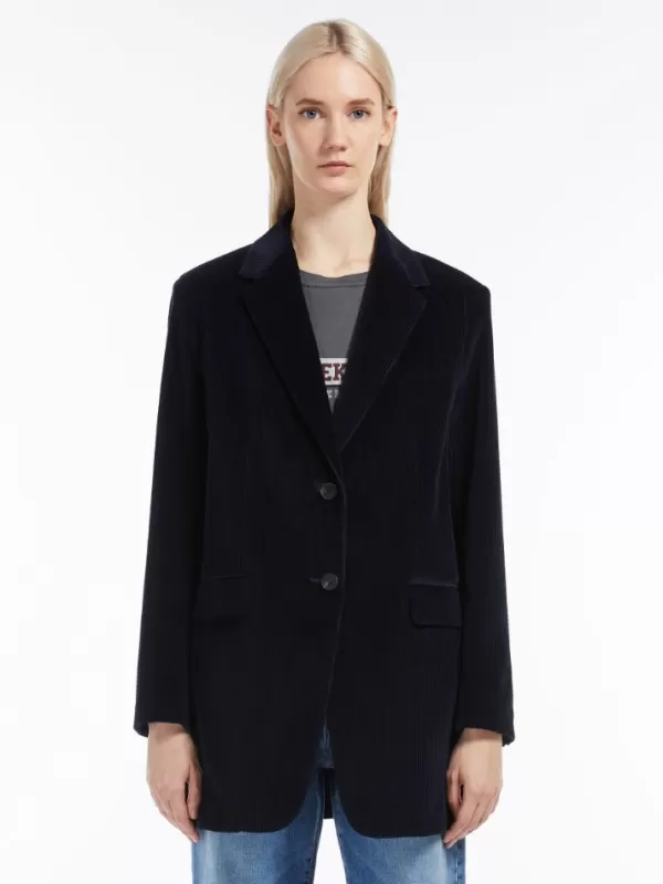 Discount MAX MARA Damiana Cord Jacket Navy