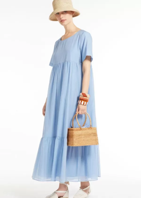 Discount MAX MARA David Blue Cotton Voile Dress