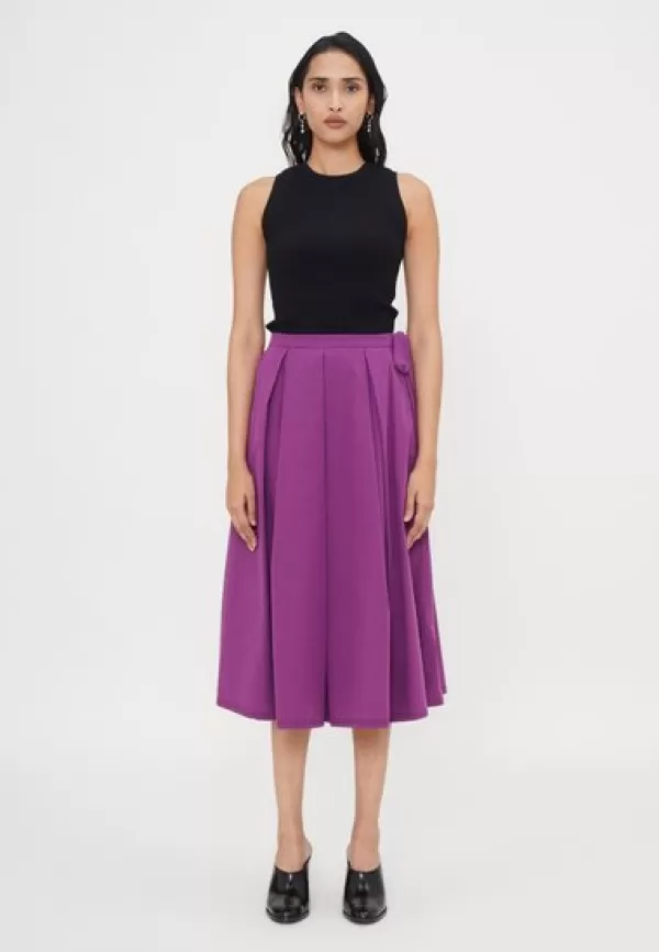 Best MAX MARA DONATA PURE COTTON FULL SKIRT W TIE Purple