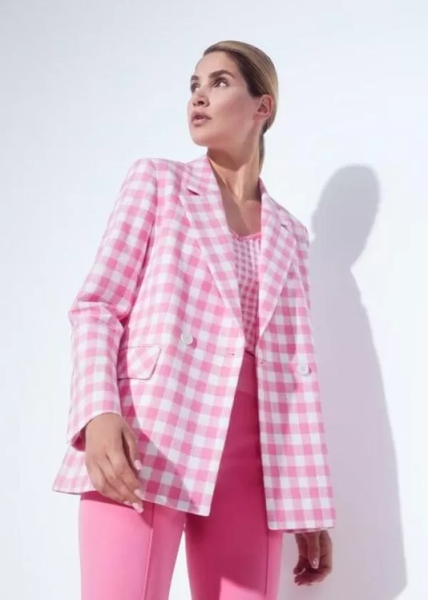 Store MARC CAIN DOUBLE BREASTED BLAZER W PINK VICHY CHECK 251-BRIGHT PINK