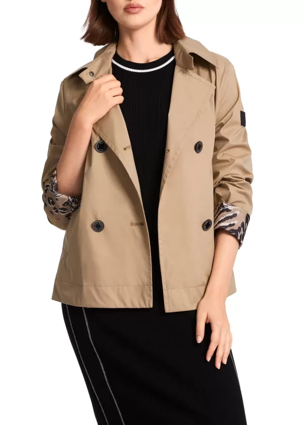 Shop MARC CAIN DOUBLE BREASTED OUTDOOR JACKET 626-BRT CAMEL