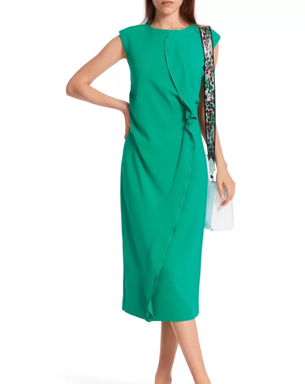 New MARC CAIN EMERALD SLEEVELESS DRESS W RUFFLE 564-BRTMLCHT