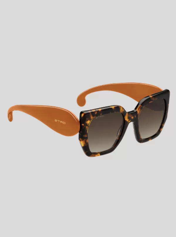 Sale ETRO PAISLEY SQUARE SUNGLASSES ORANGE & TORT