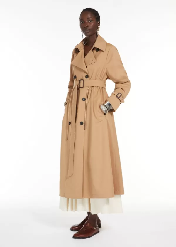 Outlet MAX MARA FATUO CLASSIC DOUBLE BREASTED TRENCH COAT CAMEL