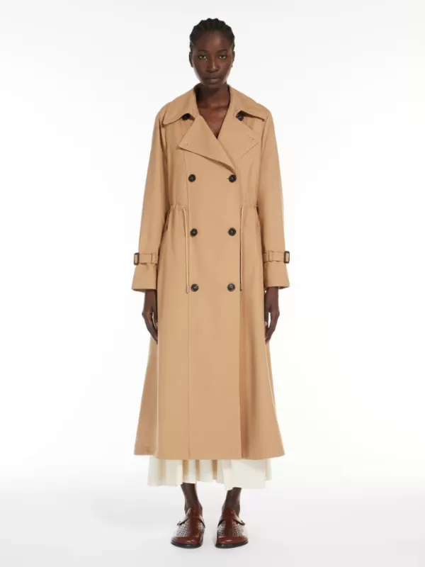 Outlet MAX MARA FATUO CLASSIC DOUBLE BREASTED TRENCH COAT CAMEL