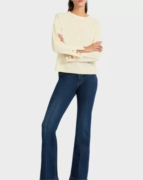 Best Sale MARC CAIN Fine knit sweater w contrasting sleeve slit