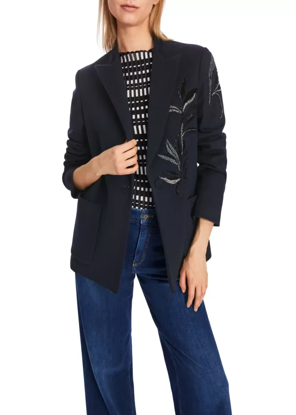 Cheap MARC CAIN FLORAL GLITTER APPLIQUE BLAZER MIDNIGHT BLUE