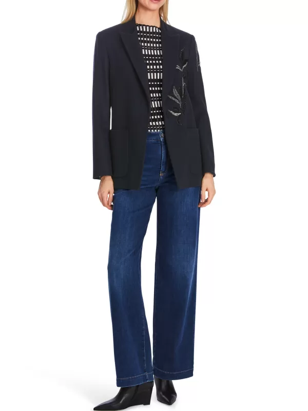 Cheap MARC CAIN FLORAL GLITTER APPLIQUE BLAZER MIDNIGHT BLUE