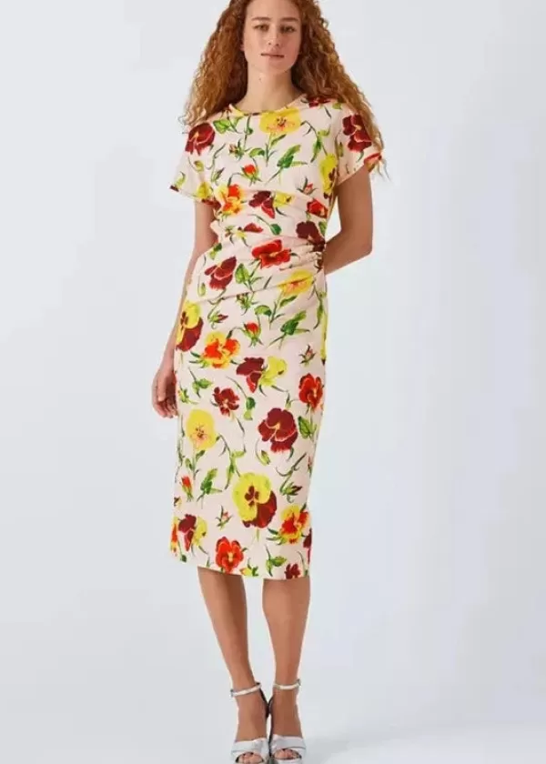 Outlet MAX MARA KIM PANSY FLORAL PRINT DRESSS MULTI PINK