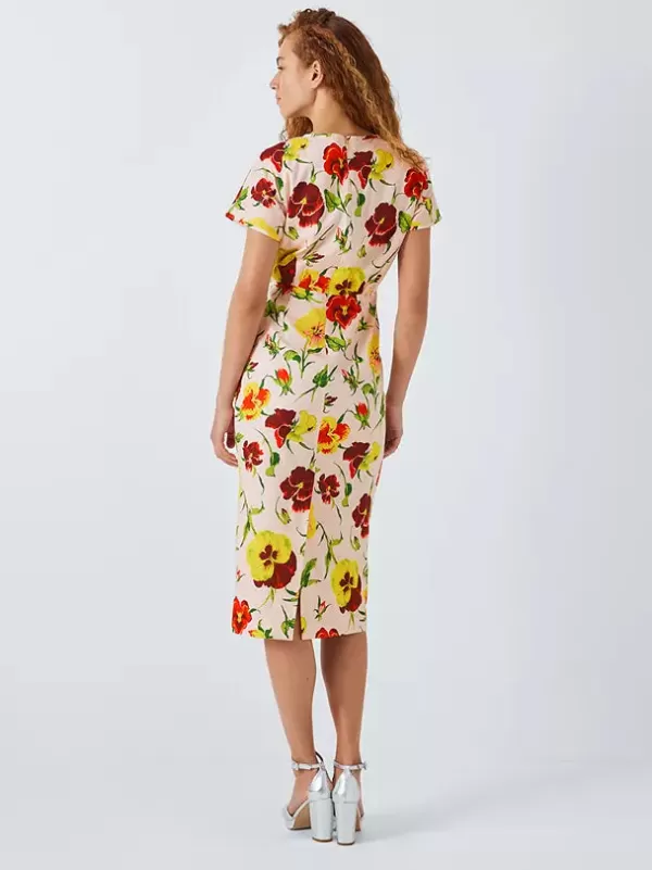 Outlet MAX MARA KIM PANSY FLORAL PRINT DRESSS MULTI PINK