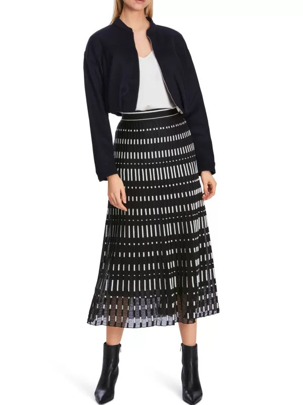 Sale MARC CAIN KNITTED STRIPE PATTERNED SKIRT 395-MNGT BLUE