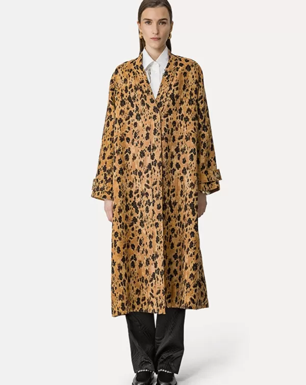 Store FORTE FORTE LES FLEURS CAMOU JACQUARD COAT Caramel