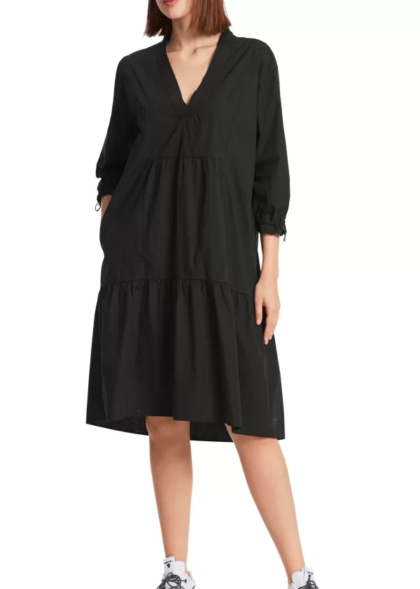 Shop MARC CAIN LIGHT WEIGHT SUMMER SHORT TIERED DRESS 900-BLACK