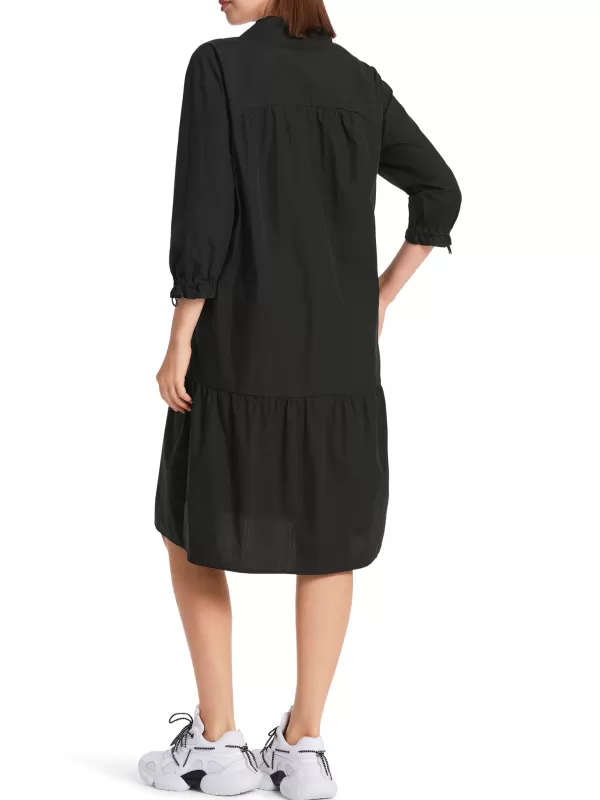 Shop MARC CAIN LIGHT WEIGHT SUMMER SHORT TIERED DRESS 900-BLACK