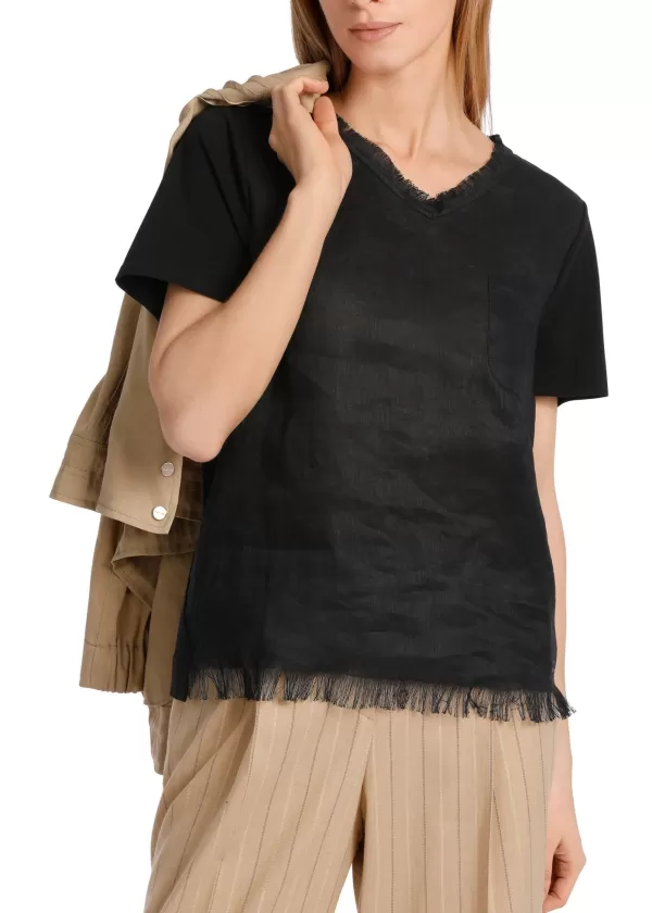 Online MARC CAIN LINEN FRONT & JERSEY BACK T-SHIRT