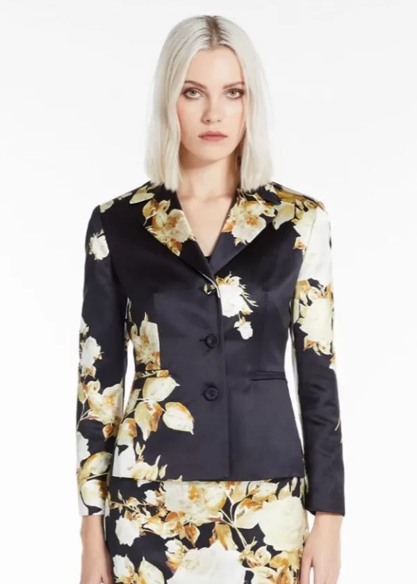 Shop MAX MARA LORENA PRINTED DUCHESSE JACKET Black