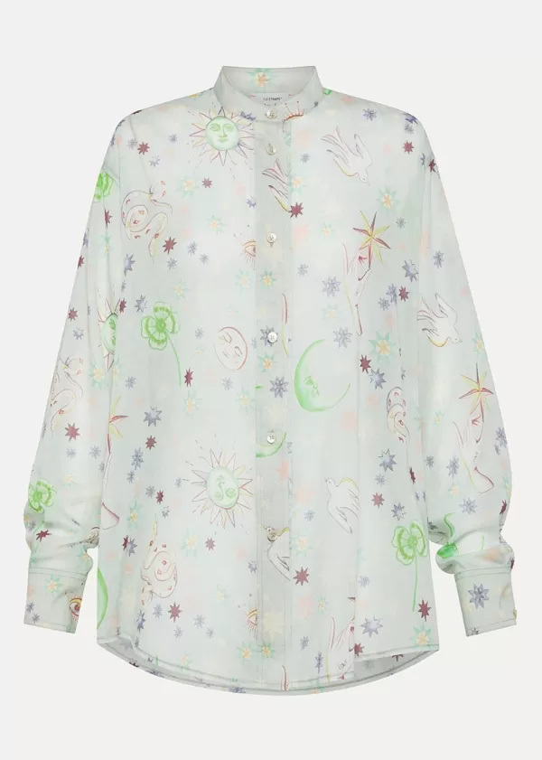 Sale FORTE FORTE LOVE ALCHEMY PRINT VOILE OVERSIZED SHIRT Paradise