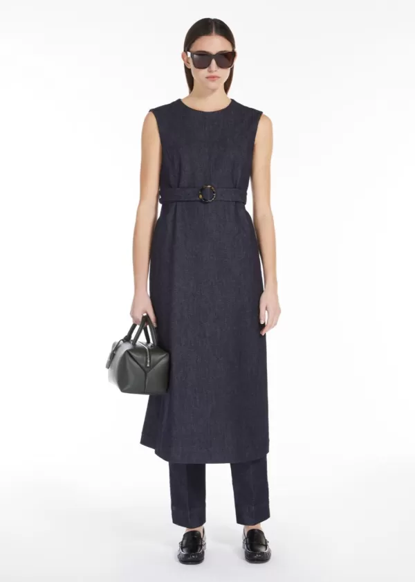 Best Sale MAX MARA LUCILLA STRETCH DEMIN PENCIL DRESS MIDNIGHT BLUE