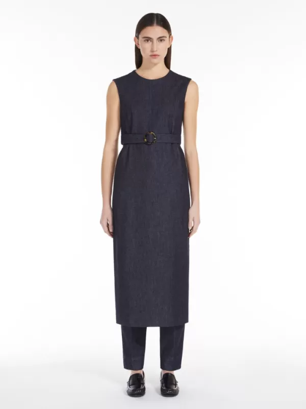 Best Sale MAX MARA LUCILLA STRETCH DEMIN PENCIL DRESS MIDNIGHT BLUE