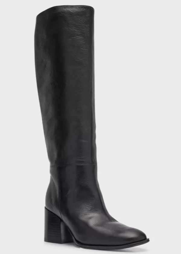 Cheap Pedro Garcia MADELINE LEATHER STACKED HEEL BOOTS Black Flex Vacchetta