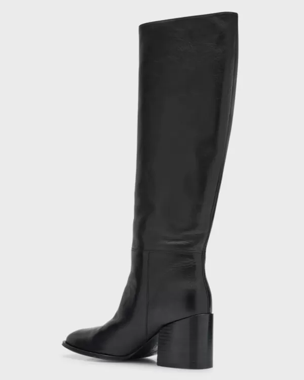 Cheap Pedro Garcia MADELINE LEATHER STACKED HEEL BOOTS Black Flex Vacchetta