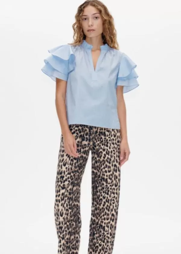 Discount BAUM & PFERDGARTEN MADINA BLOUSE W FLUTTER SLEEVES XENON BLUE