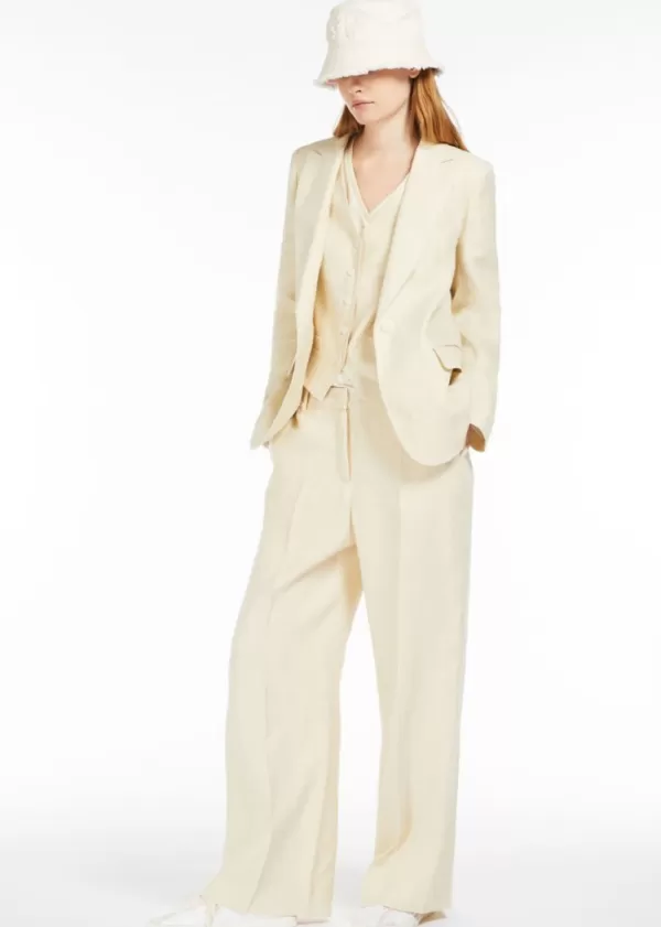 Store MAX MARA MALIZIA WIDE LEG LINEN TROUSER Sand