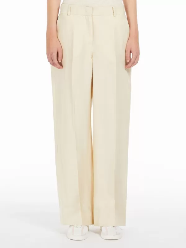 Store MAX MARA MALIZIA WIDE LEG LINEN TROUSER Sand