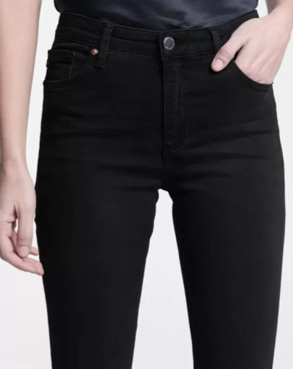 Outlet AG JEANS MARI HIGH RISE STRAIGHT JEAN FRAYED HEM BLACK