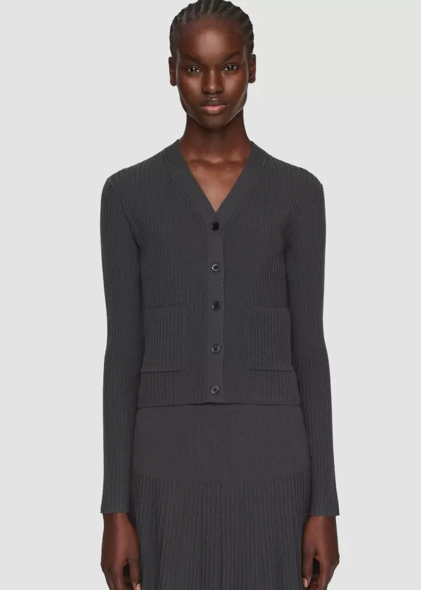 Online Joseph MERINO RIB CARDIGAN SLATE