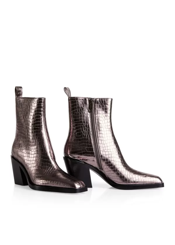 Best MARC CAIN METALLIC CROC BOOT W CUBAN HEEL 880-ANTHRAZIT